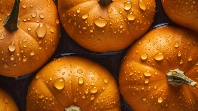 Fresh Organic Pumpkin Vegetable Photorealistic Horizontal Background. Healthy Vegetarian Diet. Ai Generated Hyperrealistic Background with Delicious Juicy Pumpkin Vegetable. Generative AI