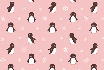 seamless pattern with penguins and snowflakes for banners, cards, flyers, social media wallpapers, etc.