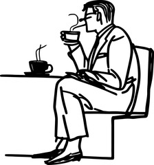 Sketch of man drinking coffee illustration