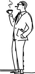 Sketch of man drinking coffee illustration
