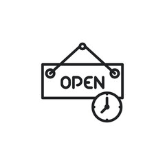 Opening hours signboard outline icons. Vector illustration. Isolated icon suitable for web, infographics, interface and apps.