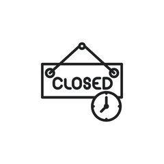 Closed hours signboard outline icons. Vector illustration. Isolated icon suitable for web, infographics, interface and apps.
