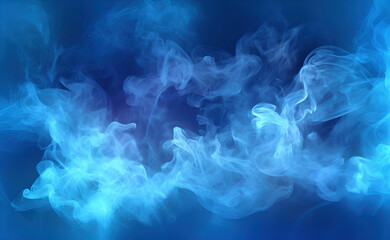 Blue and white cloud of smoke on a dark blue background. High quality photo