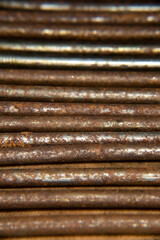 old rusty metal bars rods antique, old, grandfathers building tools background rows lines horizontal