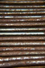 old rusty metal bars rods antique, old, grandfathers building tools background rows lines horizontal