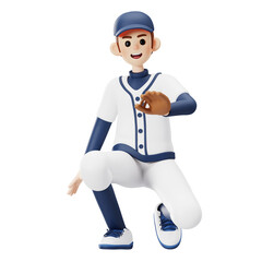 Baseball Player Getting Ready To Catch The Ball 3D Illustratio