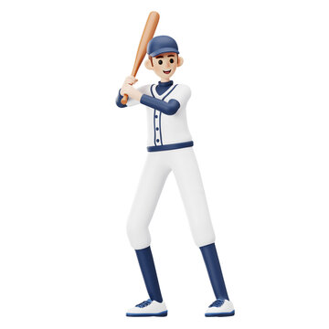Baseball Player Getting Ready to Hit 3D Illustration2
