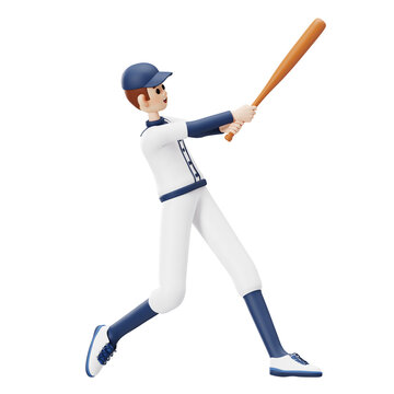 Baseball Player Hitting 3D Illustration