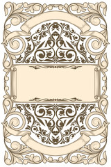 Decorative ornate retro floral blank card template