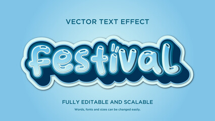 Festival water blue vector text effect