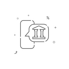 Mobile bank app simple vector line icon. Symbol, pictogram, sign isolated on white background. Editable stroke