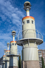 The sculptures in the Parque De La Espana Industrial In Barcelona