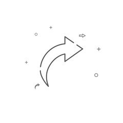 Bent arrow pointing right simple vector line icon. Symbol, pictogram, sign isolated on white background. Editable stroke