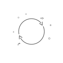 Double reverse arrow, replace, exchange simple vector line icon isolated on white background. Editable stroke