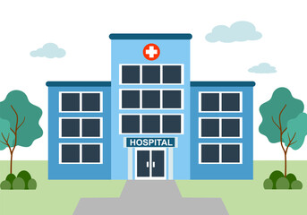 Hospital building in flat design. Medical clinic.