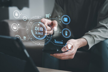 Online shopping concept Shopping service on The online web and offers home delivery.