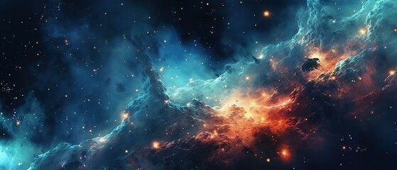 Fototapeta premium Abstract space background. Beautiful galaxies and stars in outer space. Created with generative AI technology.