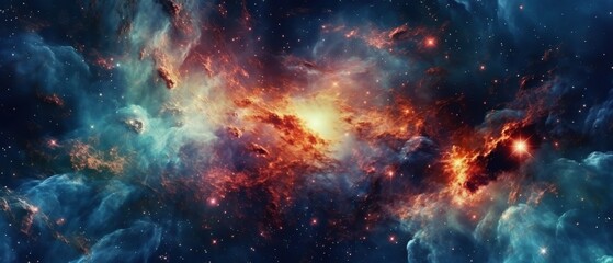 Fototapeta premium Abstract space background. Beautiful galaxies and stars in outer space. Created with generative AI technology.