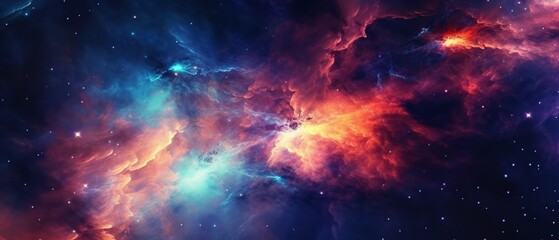 Abstract space background. Beautiful galaxies and stars in outer space.
Created with generative AI technology.