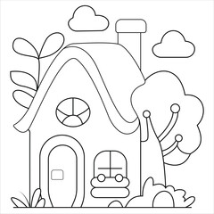 house coloring page 