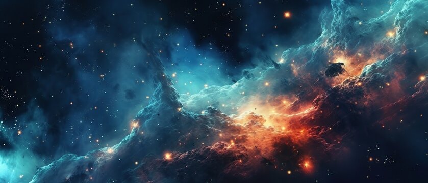 Abstract space background. Beautiful galaxies and stars in outer space.
Created with generative AI technology.