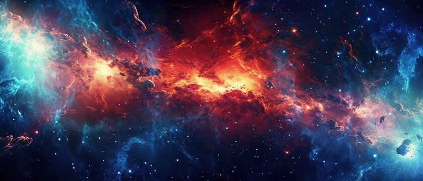 Abstract space background. Beautiful galaxies and stars in outer space.
Created with generative AI technology.