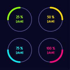 Various types of colorful progress infographics vector design