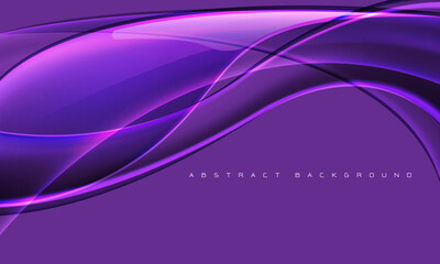 Abstract glass glossy curve wave on purple design modern luxury futuristic background vector