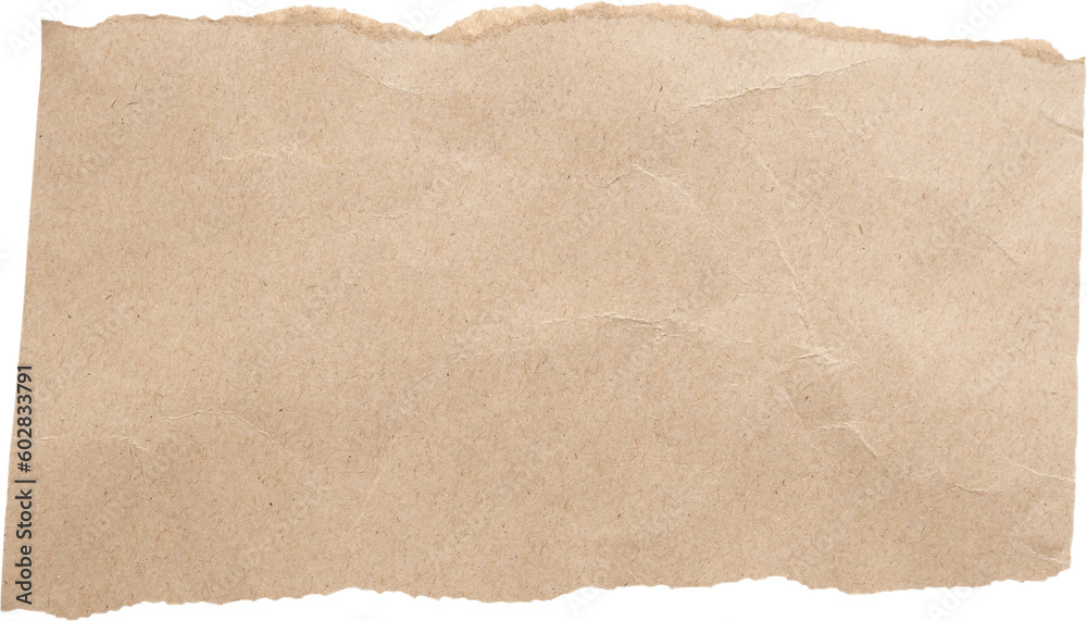 Sticker piece of brown paper tear isolated on white background