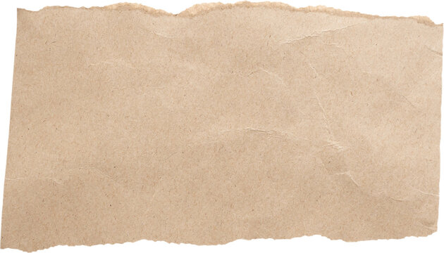 piece of brown paper tear isolated on white background