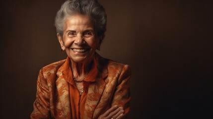 Smiling Senior Women with Gray Hair. Elderly Woman. generative ai - obrazy, fototapety, plakaty