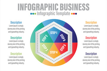 Vector circle infographics set. Template for diagram, graph, presentation and chart. Business concept with Six 6 Steps, Six 6 options, parts, steps or processes. Abstract background.