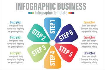 Vector circle infographics set. Template for diagram, graph, presentation and chart. Business concept with Six 6 Steps, Six 6 options, parts, steps or processes. Abstract background.
