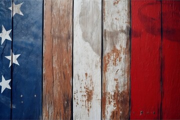 Red White and Blue Americana rustic faded wood background as a graphic resource