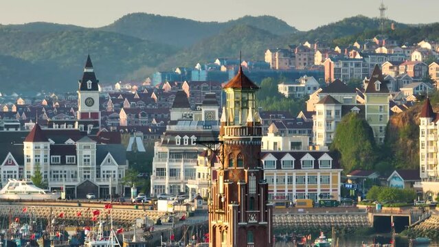Spring seaside scenery of Binhai Road in Dalian, Liaoning province, China