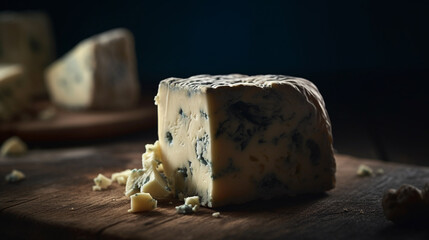 Dairy-Rich Cheese Savoring Inside. Gorgonzola cheese. generative ai - obrazy, fototapety, plakaty