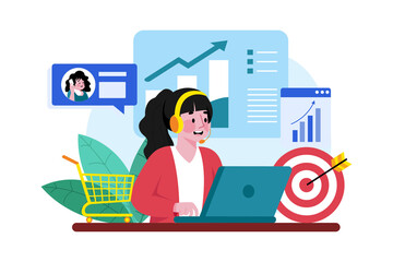 Sales team member setting sales targets.