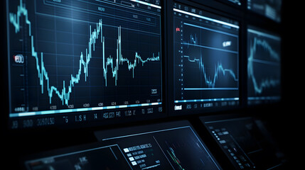 closeup computer screen of stock market graph created with Generative AI