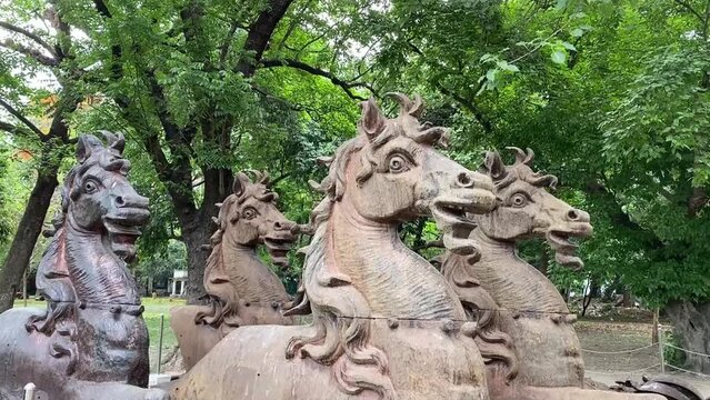 Statue of four bronze horses installed at Victoria memorial Kolkata