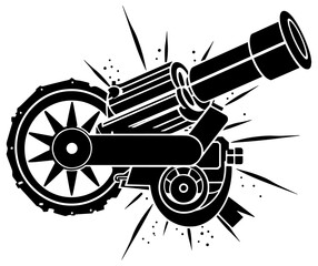 gatling gun flat vector illustration