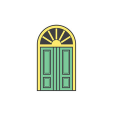 illustration of door, door icon, vector art. 