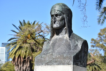 Dante Alighieri bust statue monument in Buenos Aires, Argentina