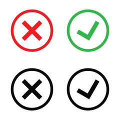 Cross and Check mark symbol icon vector illustration