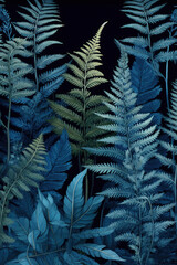 Fern, beautiful floral background, abstract painting. Generative art