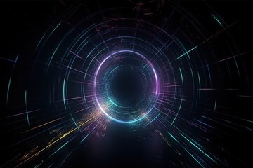 Holographic portal. Digital background, generated by Ai