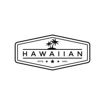 vintage retro hawaiian logo design idea