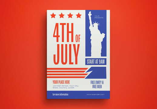 Blue Flat Design Independence Day Flyer Layout