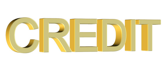 3d golden text credit isolated
