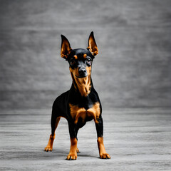 ai-generated, illustration of a miniature doberman pinscher dog