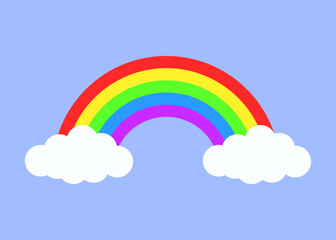 rainbow with clouds vector illustration